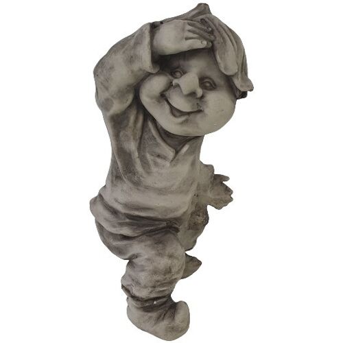 FD Dekofigur Wichtel kletternd 40 x 25 cm grau