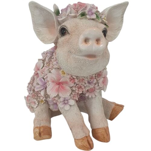 FD Dekofigur Blumenschwein sitzend 30 x 24,5 x 32,5 cm
