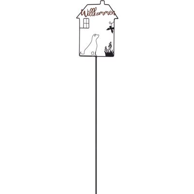 TrendLine Gartenstecker Haus Willkommen Hund Metall 115 x 18 cm schwarz TrendLine Gartenstecker Haus Willkommen Hund Metall 115 x 18 cm schwarz