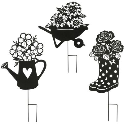Mica Decorations Gartenstecker Stiefel Schubkarren Gießer Eisen 81 cm schwarz 3-fach sortiert Mica Decorations Gartenstecker Stiefel Schubkarren Gießer Eisen 81 cm schwarz 3-fach sortiert