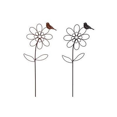 TrendLine Gartenstecker Metall Blume mit Schmetterling sortiert 115 cm TrendLine Gartenstecker Metall Blume mit Schmetterling sortiert 115 cm