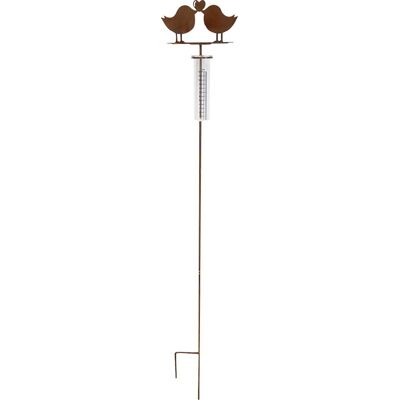 Badeko Gartenstecker Regenmesser mit Vogelpaar 130 cm rostbraun Badeko Gartenstecker Regenmesser mit Vogelpaar 130 cm rostbraun