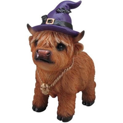 FD Dekofigur Kuh mit Hexenhut Highland Cattle Halloween 19 x 9 cm braun FD Dekofigur Kuh mit Hexenhut Highland Cattle Halloween 19 x 9 cm braun