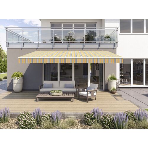Wismar Gelenkarmmarkise Classic gelb-grau gestreift inkl. Handkurbel