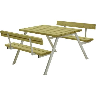 Plus Picknicktisch Alpha Stahl-Holz 118 x 185 x 76 cm natur mit 2 Rückenlehnen Plus Picknicktisch Alpha Stahl-Holz 118 x 185 x 76 cm natur mit 2 Rückenlehnen