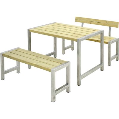 Plus Garten-Essgruppe - Wetterbeständiges FSC-zertifiziertes Holz, Tisch und 2 Bänke Plus Garten-Essgruppe - Wetterbeständiges FSC-zertifiziertes Holz, Tisch und 2 Bänke