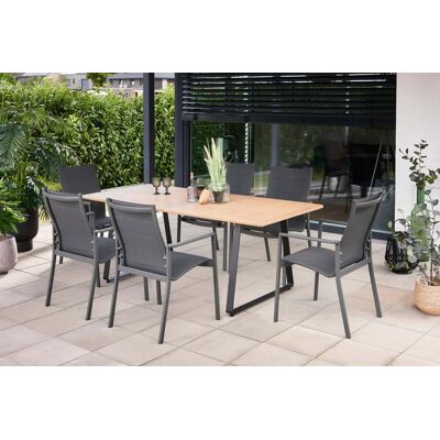 Primaster Garten-Essgruppe Rovigo + Fano 6 Personen Aluminium hellbraun/anthrazit Primaster Garten-Essgruppe Rovigo + Fano 6 Personen Aluminium hellbraun/anthrazit