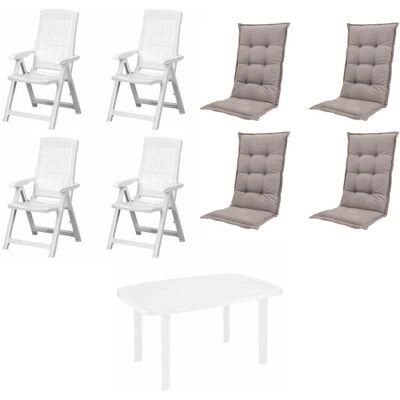 Progarden Garten-Essgruppe Tampa + Faro 4 Personen Kunststoff weiß/taupe Progarden Garten-Essgruppe Tampa + Faro 4 Personen Kunststoff weiß/taupe