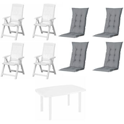 Progarden Garten-Essgruppe Tampa + Faro 4 Personen Kunststoff weiß/grau Progarden Garten-Essgruppe Tampa + Faro 4 Personen Kunststoff weiß/grau