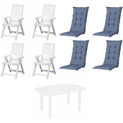 Progarden Garten-Essgruppe Tampa + Faro 4 Personen Kunststoff weiß/kobalt Progarden Garten-Essgruppe Tampa + Faro 4 Personen Kunststoff weiß/kobalt
