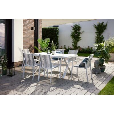 Primaster Garten-Essgruppe Santorini 6 Personen Aluminium/Seil Primaster Garten-Essgruppe Santorini 6 Personen Aluminium/Seil