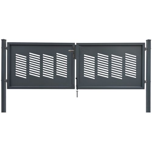 Floraworld Gartentor doppelflügelig Stockholm inkl. 2 Pfosten 300 x 100 cm anthrazit