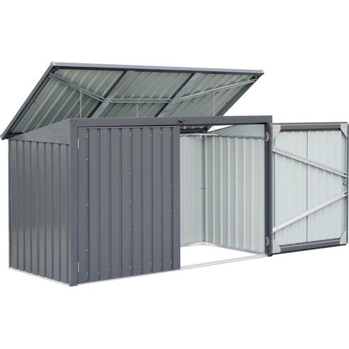 Floraworld Mülltonnenbox aus Stahl für 3 x 240 L Mülltonnen anthrazit