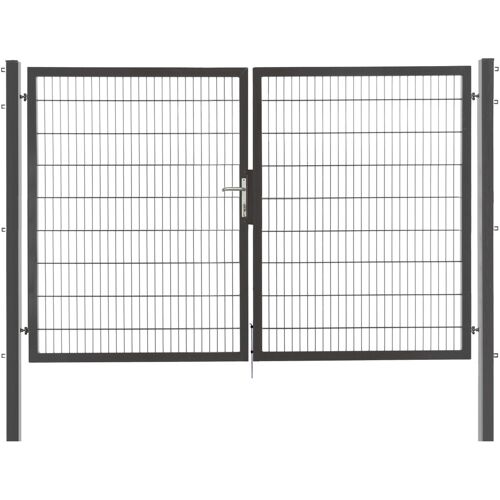 Floraworld Gartentor doppelflügelig Premium inkl. 2 Pfosten 300 x 180 cm anthrazit