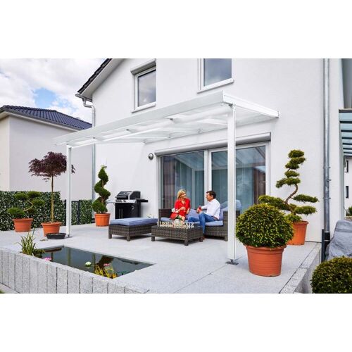 Gutta Premium Terrassendach 410,2 x 406 cm weiß PC bronce 16 mm