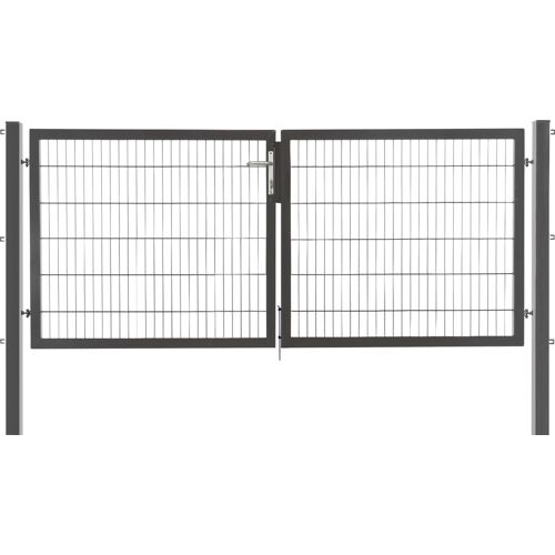Floraworld Gartentor doppelflügelig Premium inkl. 2 Pfosten 300 x 120 cm anthrazit