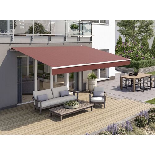 Wismar Gelenkarmmarkise Classic orange-braun gestreift inkl. Handkurbel