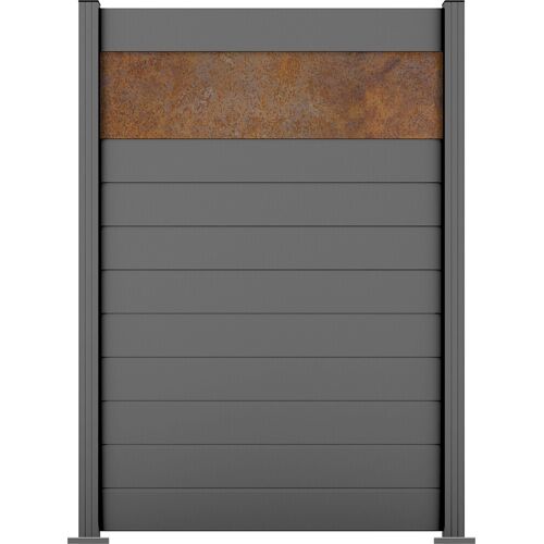 Ambiente Alu-Zaun Grundset Paneel 150 grau 187 x 124,2 cm