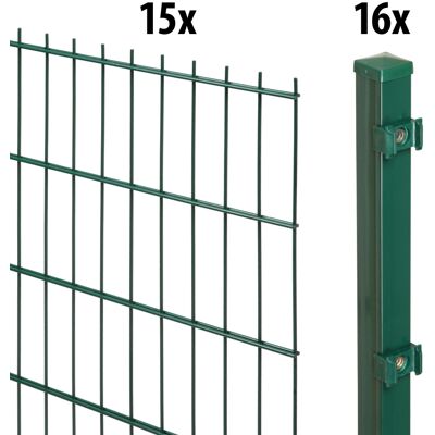 Floraworld Doppelstabmatten-Zaun Set 30 m 201 x 163 cm inkl. 16 Pfosten 220 cm moosgrün Floraworld Doppelstabmatten-Zaun Set 30 m 201 x 163 cm inkl. 16 Pfosten 220 cm moosgrün