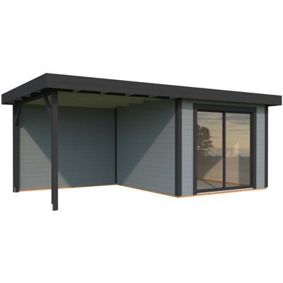 Palmako Gartenhaus Lydia 285 x 563 cm mit Glasschiebetüren grau lackiert Palmako Gartenhaus Lydia 285 x 563 cm mit Glasschiebetüren grau lackiert