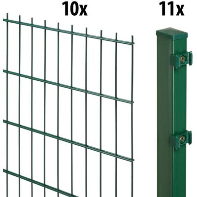 Floraworld Doppelstabmatten-Zaun Set Comfort 20 m 201 x 203 cm inkl. 11 Pfosten 260 cm moosgrün Floraworld Doppelstabmatten-Zaun Set Comfort 20 m 201 x 203 cm inkl. 11 Pfosten 260 cm moosgrün