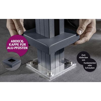 Ambiente Aluminium Abdeckkappe unten B x H: 14,5 cm x 14,5 cm, 28 mm stark Ambiente Aluminium Abdeckkappe unten B x H: 14,5 cm x 14,5 cm, 28 mm stark