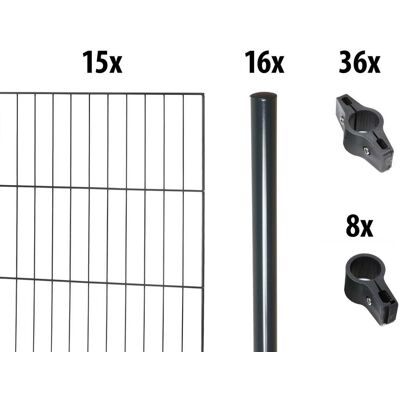 Floraworld Einstabmatten-Zaun Set Classic 30 m 200 x 175 cm inkl. 16 Pfosten 225 cm anthrazit Floraworld Einstabmatten-Zaun Set Classic 30 m 200 x 175 cm inkl. 16 Pfosten 225 cm anthrazit