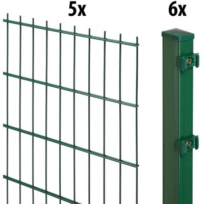 Floraworld Doppelstabmatten-Zaun Set Comfort 10 m 201 x 103 cm inkl. 6 Pfosten 160 cm moosgrün Floraworld Doppelstabmatten-Zaun Set Comfort 10 m 201 x 103 cm inkl. 6 Pfosten 160 cm moosgrün