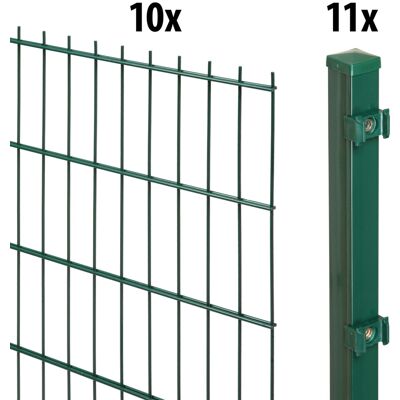 Floraworld Doppelstabmatten-Zaun Set 20 m 201 x 163 cm inkl. 11x Pfosten 220 cm moosgrün Floraworld Doppelstabmatten-Zaun Set 20 m 201 x 163 cm inkl. 11x Pfosten 220 cm moosgrün