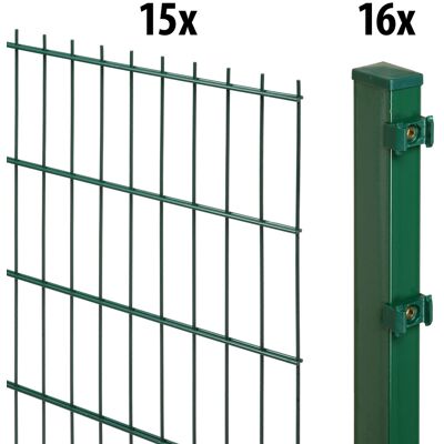 Floraworld Doppelstabmatten-Zaun Set Comfort 30 m 201 x 123 cm inkl. 16 Pfosten 180 cm moosgrün Floraworld Doppelstabmatten-Zaun Set Comfort 30 m 201 x 123 cm inkl. 16 Pfosten 180 cm moosgrün