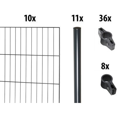 Floraworld Einstabmatten-Zaun Set Classic 20 m 200 x 175 cm inkl. 11 Pfosten 225 cm anthrazit Floraworld Einstabmatten-Zaun Set Classic 20 m 200 x 175 cm inkl. 11 Pfosten 225 cm anthrazit
