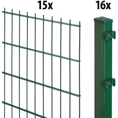 Floraworld Doppelstabmatten-Zaun Set Comfort 30 m 201 x 103 cm inkl. 16 Pfosten 160 cm moosgrün Floraworld Doppelstabmatten-Zaun Set Comfort 30 m 201 x 103 cm inkl. 16 Pfosten 160 cm moosgrün