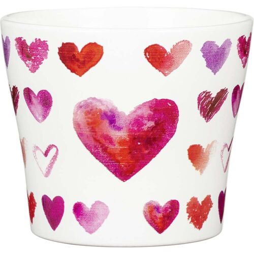 Scheurich Übertopf Serie 808 mit Herzmotiv Ø 15 x 15 cm weiß
