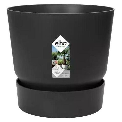 Elho Übertopf Greenville mit integrierten Wasserbehälter Kunststoff schwarz Ø 19 x 18 cm