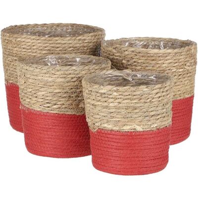 Mica Decorations Mica Übertopf Korb Rachel Ø 25 x 25 cm Seegras rot Mica Decorations Mica Übertopf Korb Rachel Ø 25 x 25 cm Seegras rot