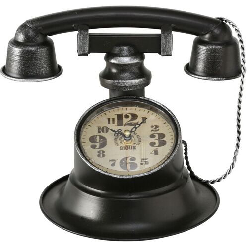 Tischuhr TELEFON 21 cm schwarz
