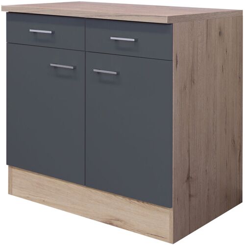 Küchen Unterschrank RALPH 80 cm Eiche/ grau