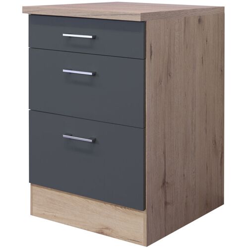 Küchen Unterschrank RALPH 60 cm Eiche/ grau