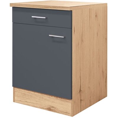 FLEX-WELL Morena Unterschrank - 60cm, Grau, Melamin FLEX-WELL Morena Unterschrank - 60cm, Grau, Melamin