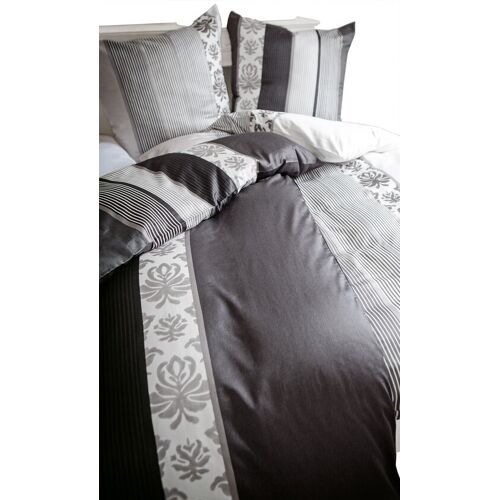 JOOP! Satin-Bettwäsche ORNAMENT STRIPES 155 x 220 cm schwarz