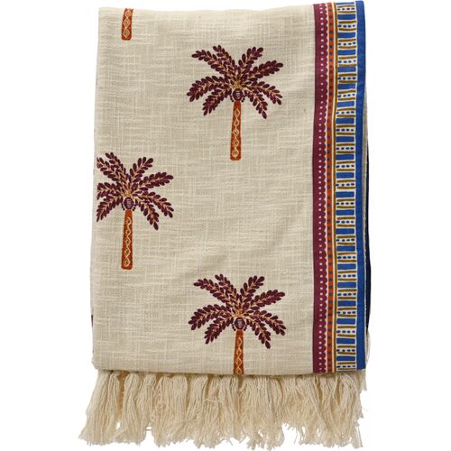 Tagesdecke Baumwolle 170 x 130 x 0,5 cm Gartenmarkt Wilderness Beige/Rot/Blau