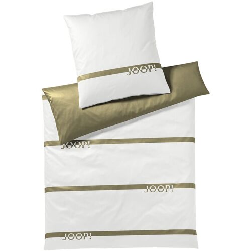 JOOP! Mako-Satin-Bettwäsche LOGO STRIPES 135 x 200 cm grün