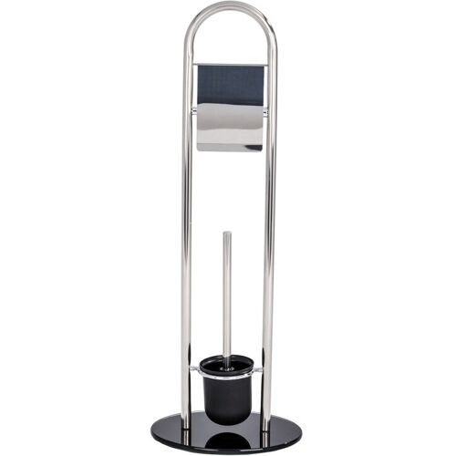 WENKO WC-Garnitur ATLANTA 28 x 78,5 cm silberfarbig/schwarz