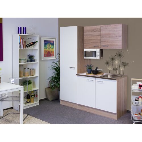 Singleküche JACK Weiß/Eiche Sonoma ca. 150 cm