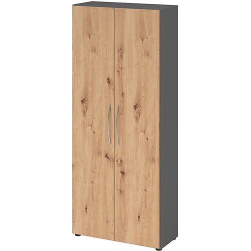 Aktenschrank 80 x 188 cm Graphit/ Asteiche