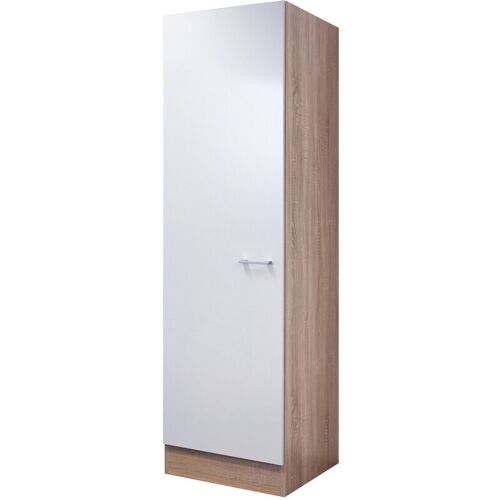 Quartier Geräteumbauschrank JACK ca. 50 x 200 x 60 cm Weiß Hochglanz / Sonoma Eiche