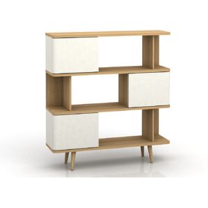 Bücherregal ALANDRA 120 x 130 x 33 cm Weißcreme/Eiche-Dekor Bücherregal ALANDRA 120 x 130 x 33 cm Weißcreme/Eiche-Dekor