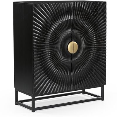 Kommode AGRA Mango massiv Metall 75 x 90 x 35 cm lackiert Mangoholz massiv Schwarz/Antik goldfarbig Finish Kommode AGRA Mango massiv Metall 75 x 90 x 35 cm lackiert Mangoholz massiv Schwarz/Antik goldfarbig Finish