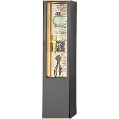 Vitrine COMO 42x180 cm Anthrazit matt Lack/Asteiche-Dekor Vitrine COMO 42x180 cm Anthrazit matt Lack/Asteiche-Dekor