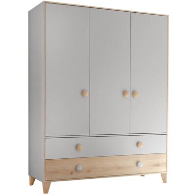 Kinder-Drehtürenschrank FIEN grau/ braun Kinder-Drehtürenschrank FIEN grau/ braun
